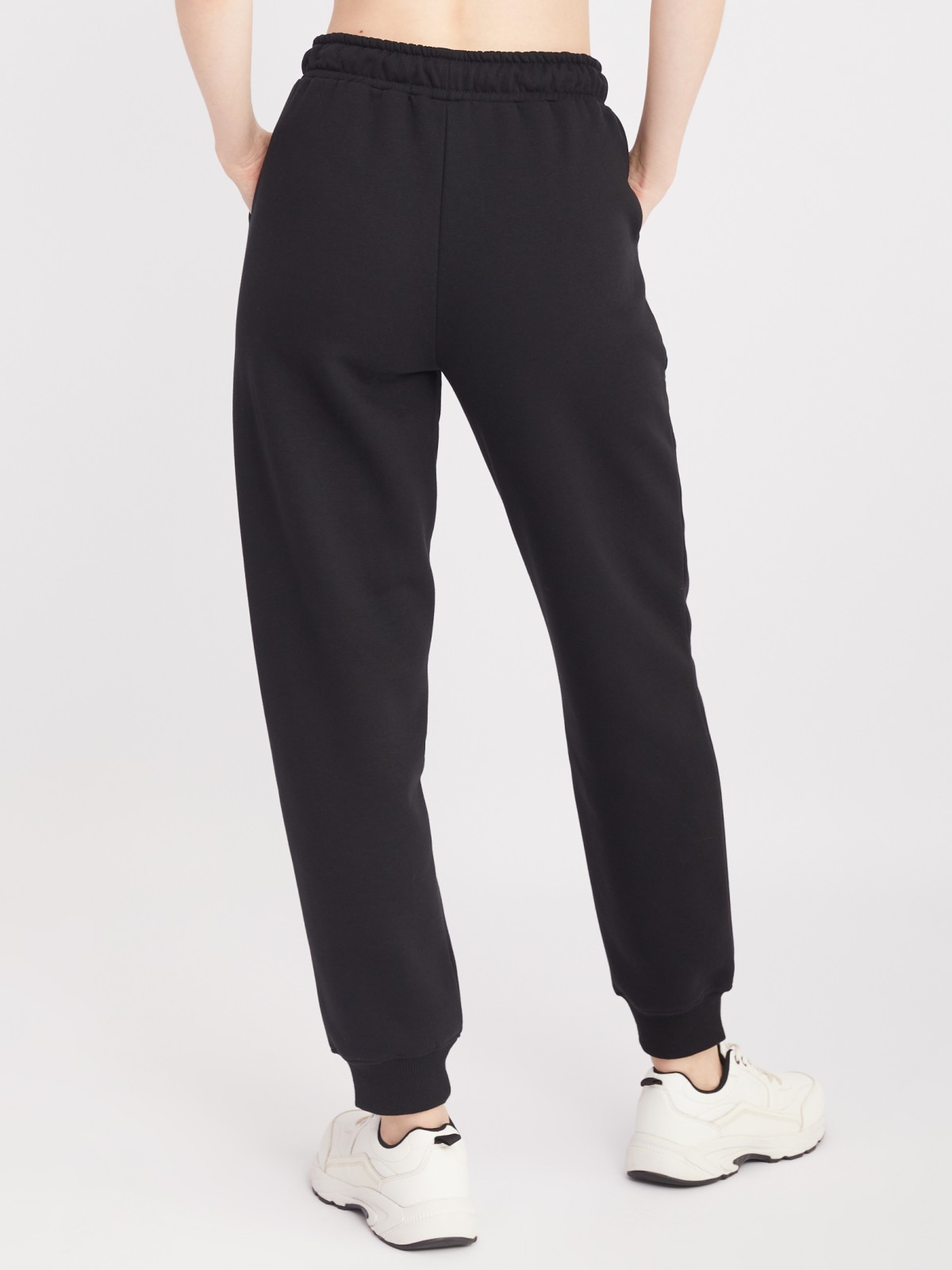 Утеплённые трикотажные брюки-джоггеры с поясом на резинке zolla 22332761Y062, цвет черный, размер XS - фото 6