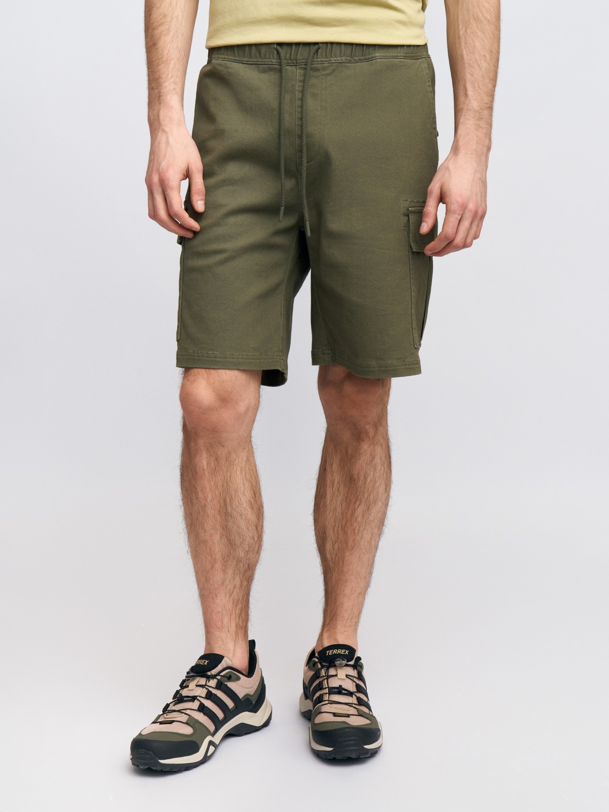 Шорты из хлопка на резинке с карманами карго