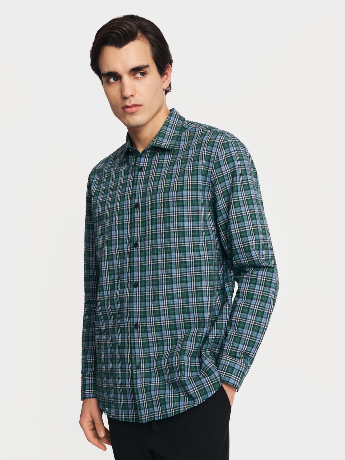 Рубашка в клетку с длинным рукавом