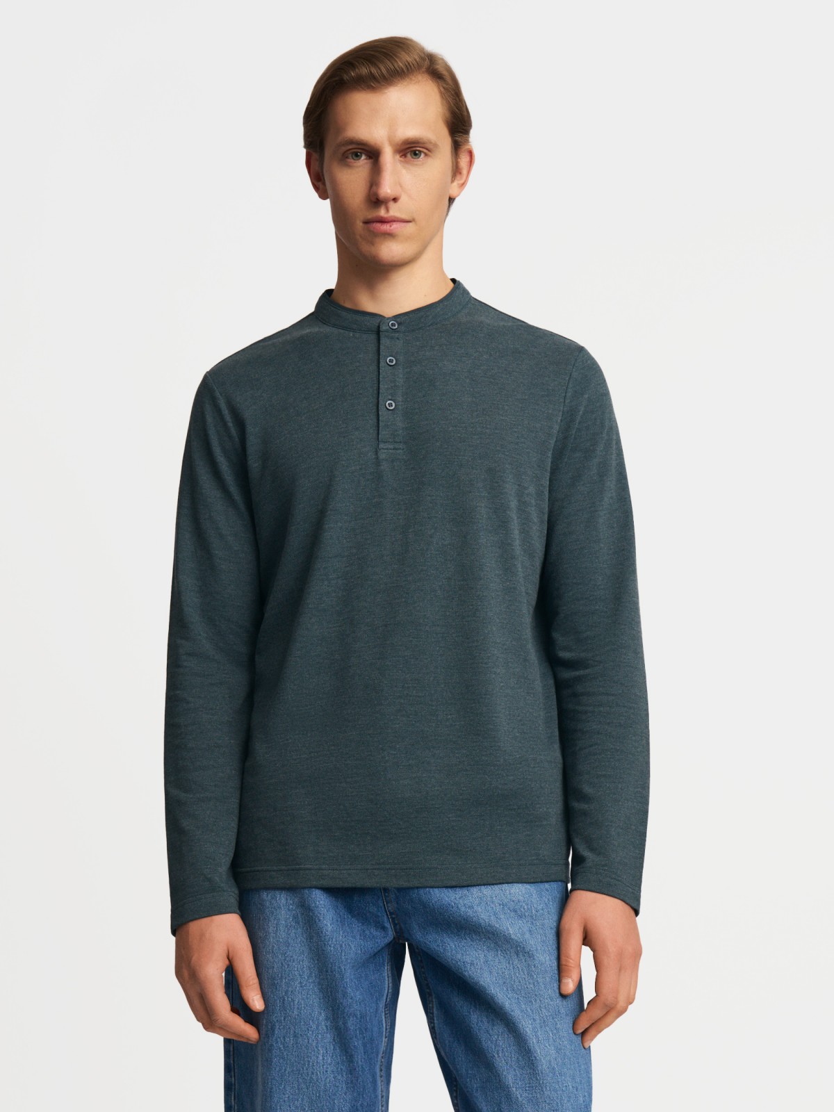 Лонгслив хенли с длинным рукавом
