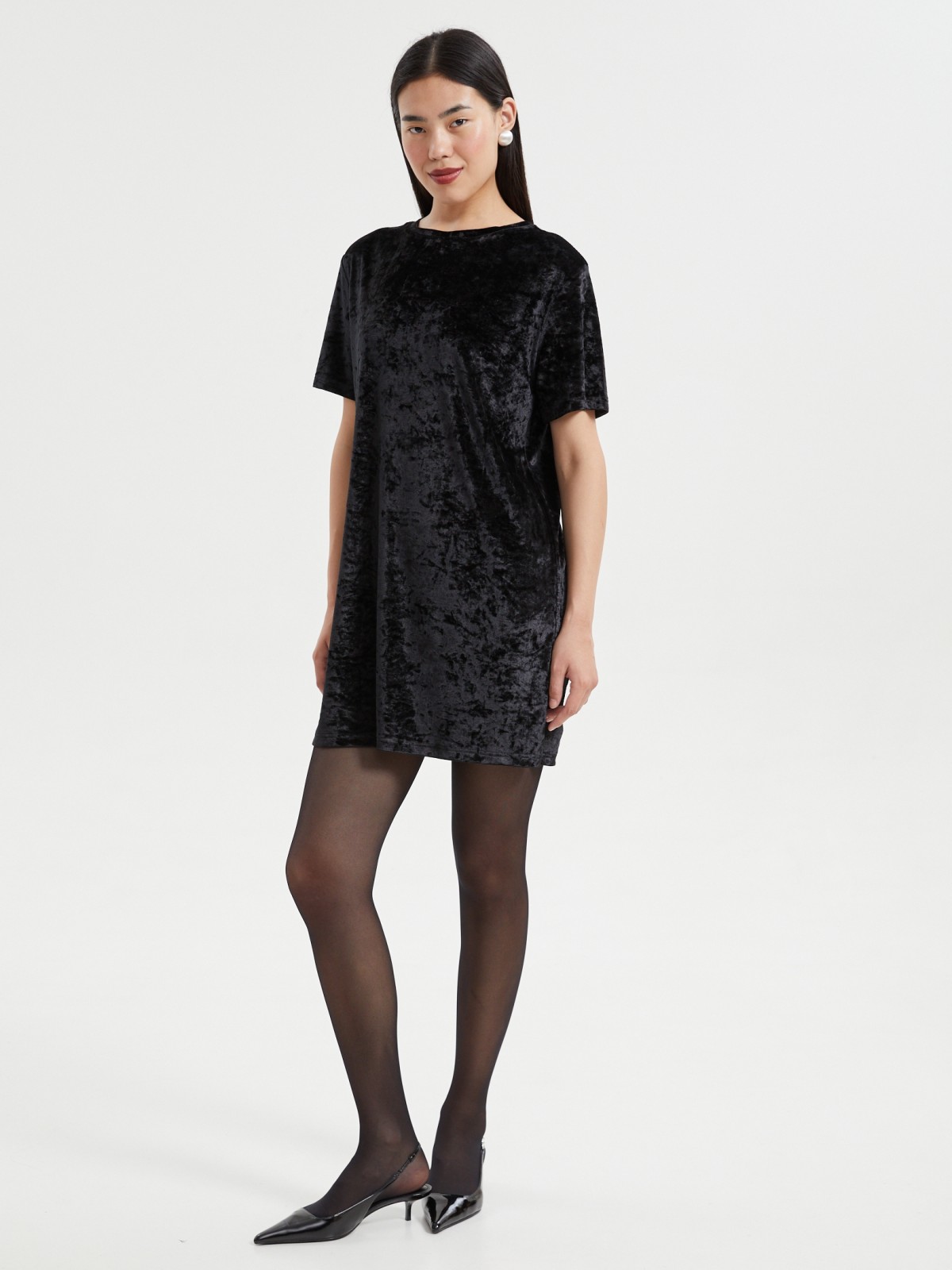 Бархатное платье-футболка мини