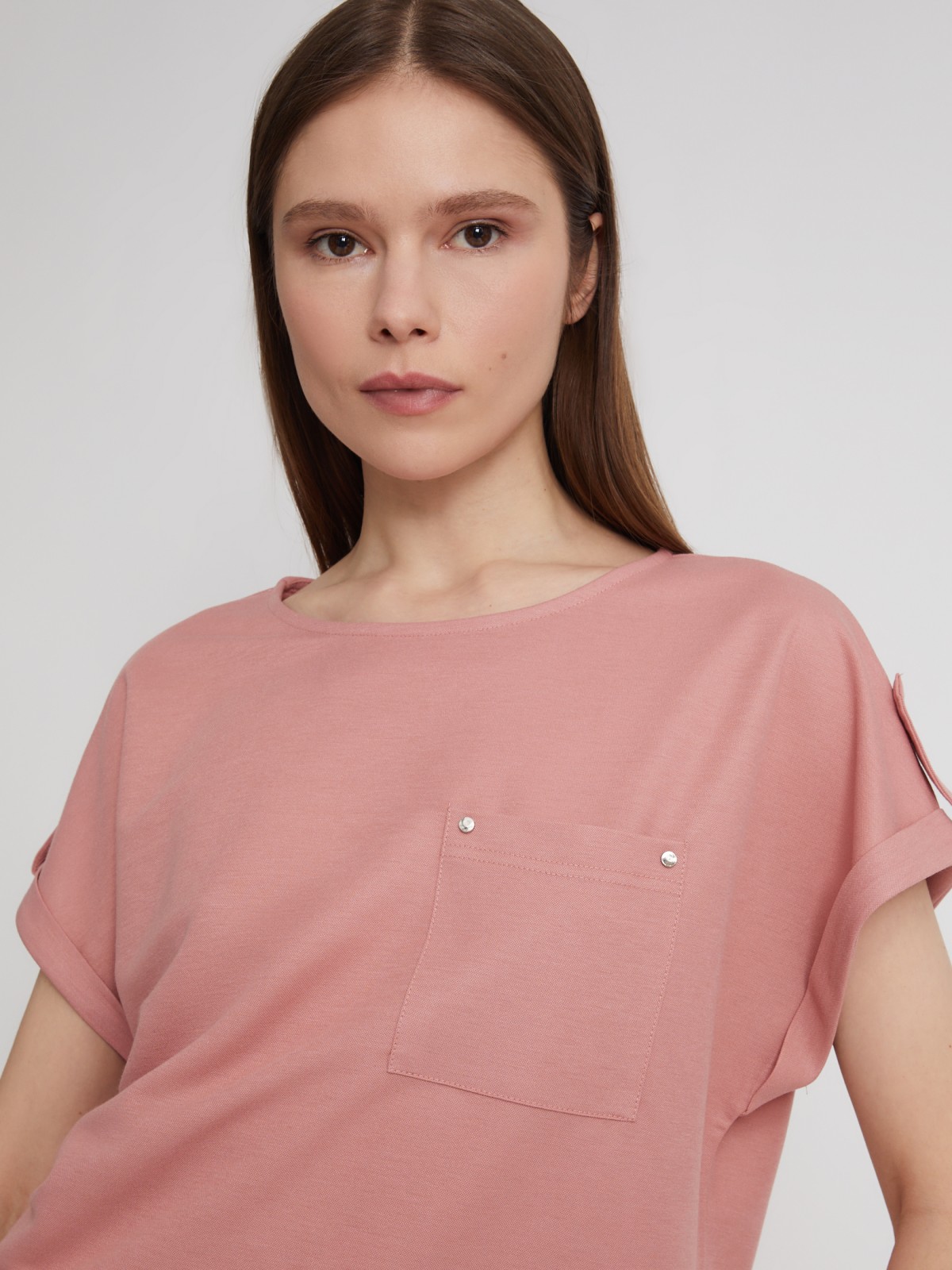Блузка-футболка с коротким рукавом zolla 023213259023, цвет розовый, размер XS - фото 5