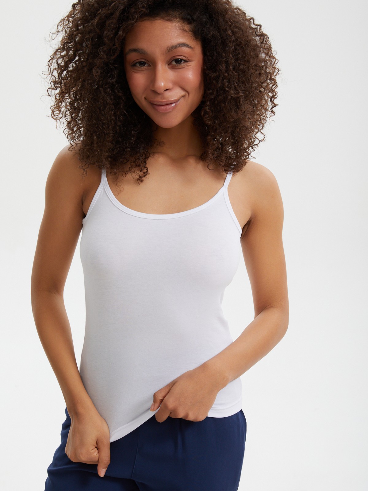 Майка-топ из хлопка на бретельках