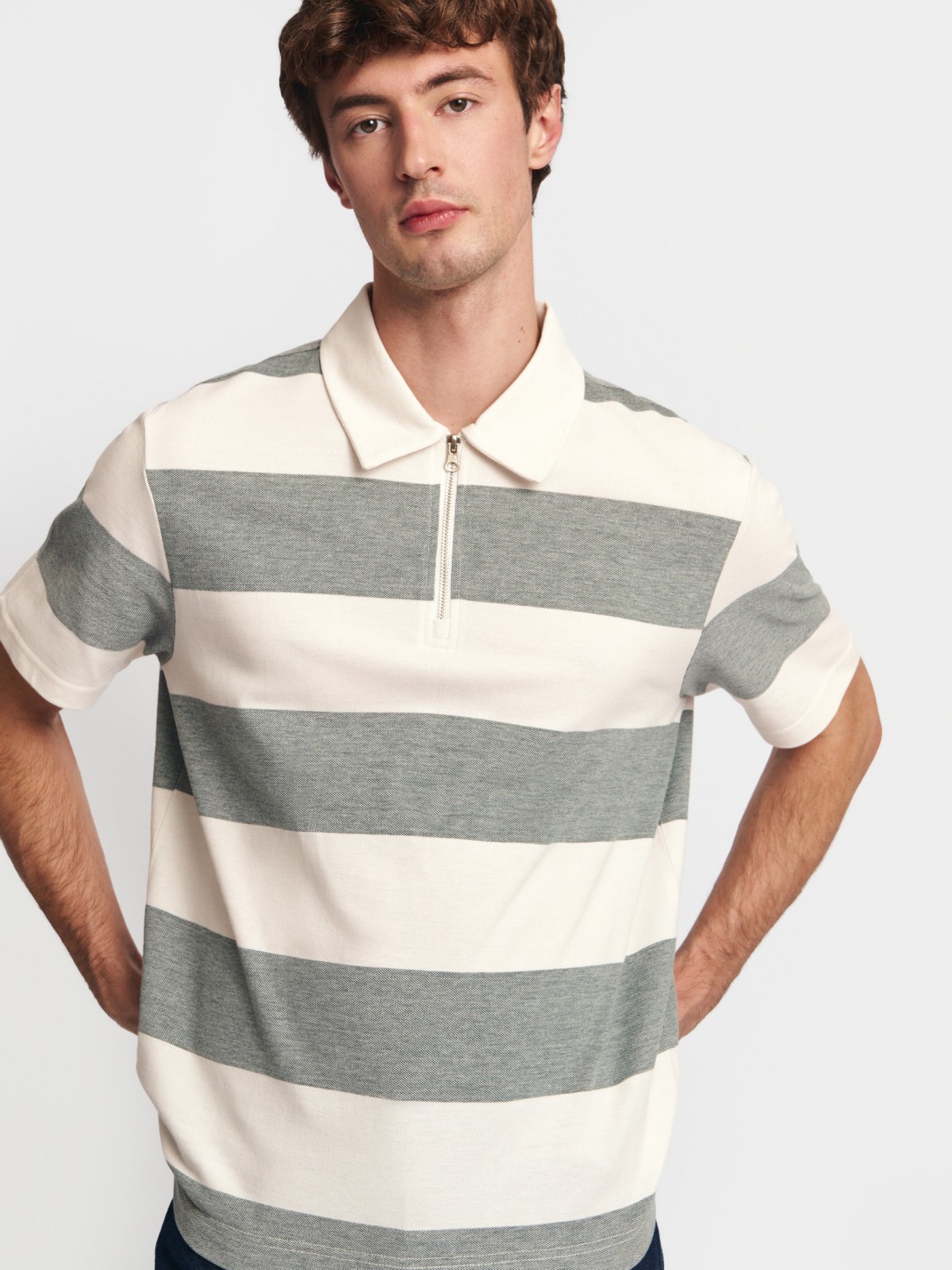 Футболка поло из хлопка на молнии