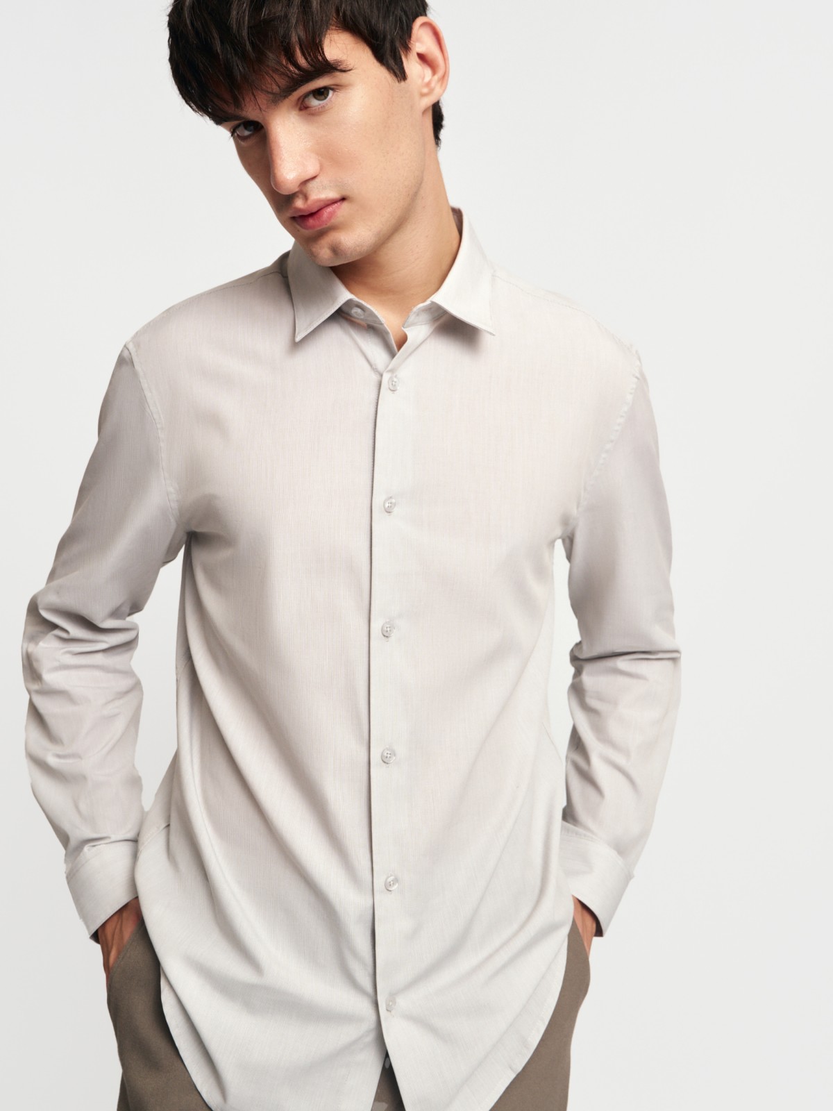 Офисная прямая рубашка с узором в полоску