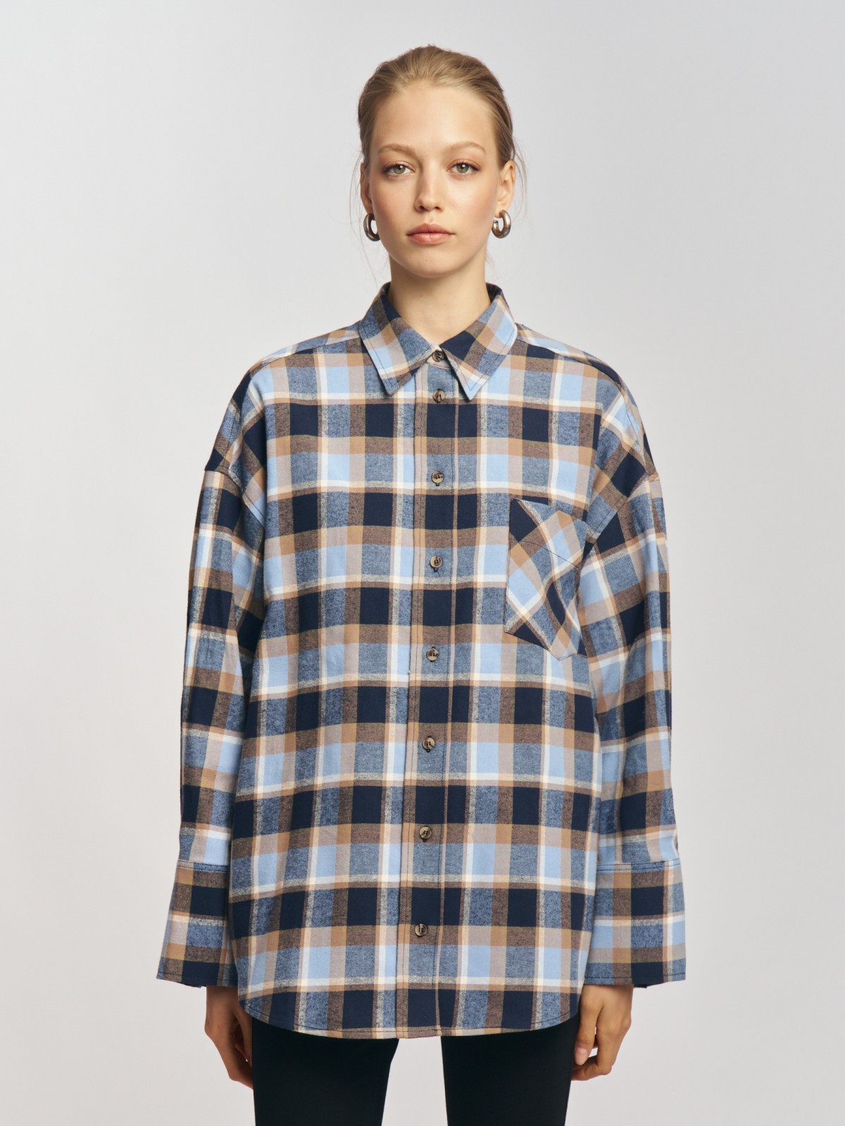 Фланелевая рубашка из хлопка в клетку