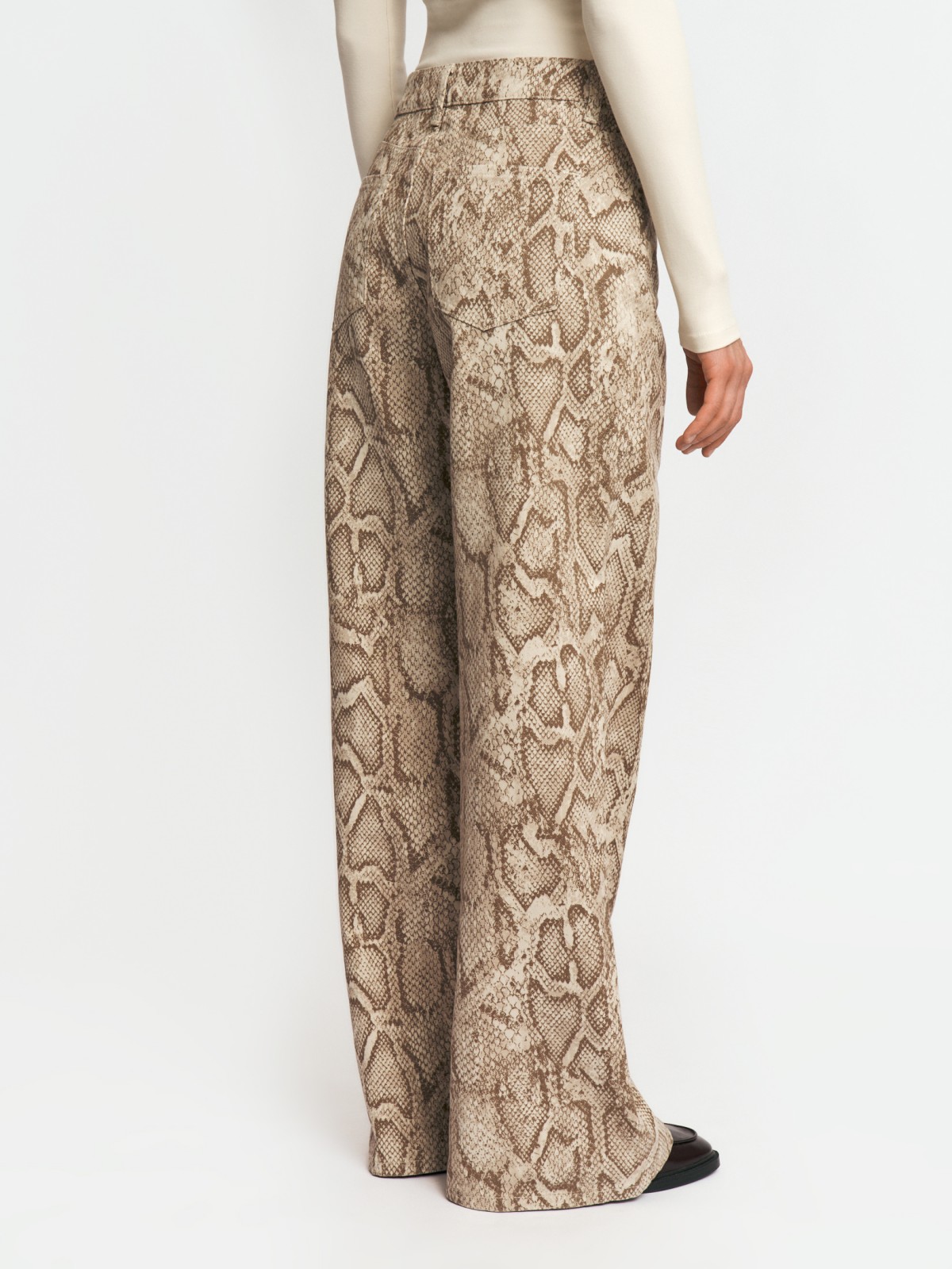 Джинсы силуэта Wide из хлопка с принтом