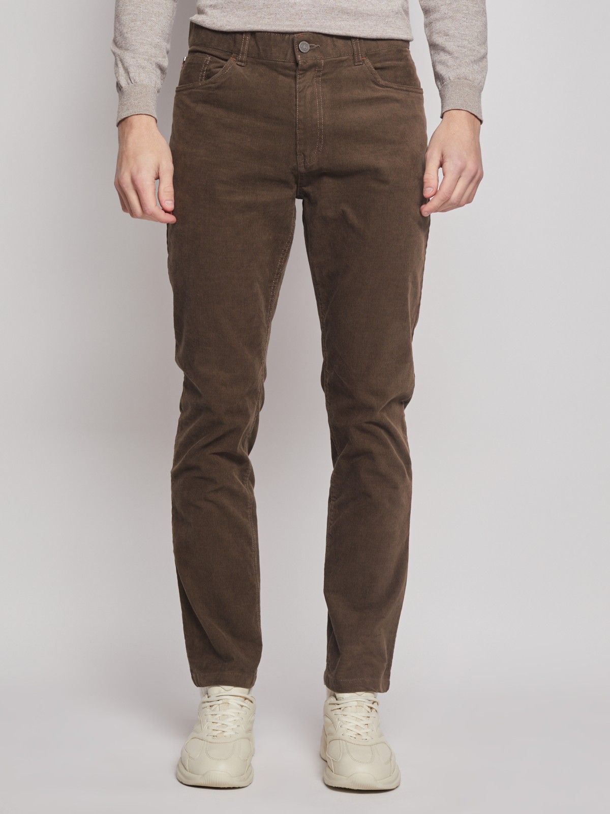 Вельветовые брюки силуэта Slim zolla 012347366013, цвет коричневый, размер 30 - фото 2