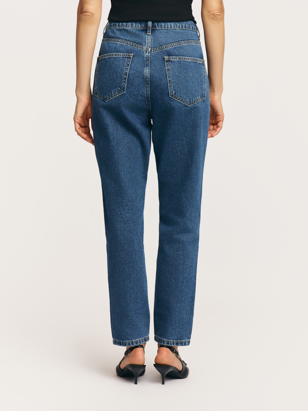 Джинсы силуэта Mom Fit из хлопка с высокой посадкой