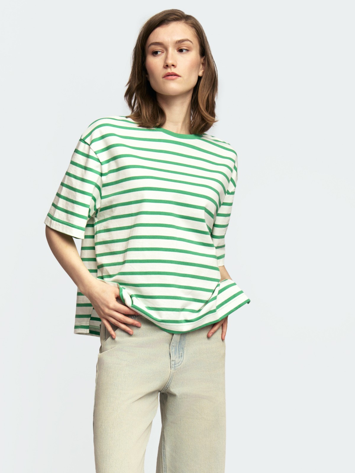 Футболка оверсайз из хлопка в полоску