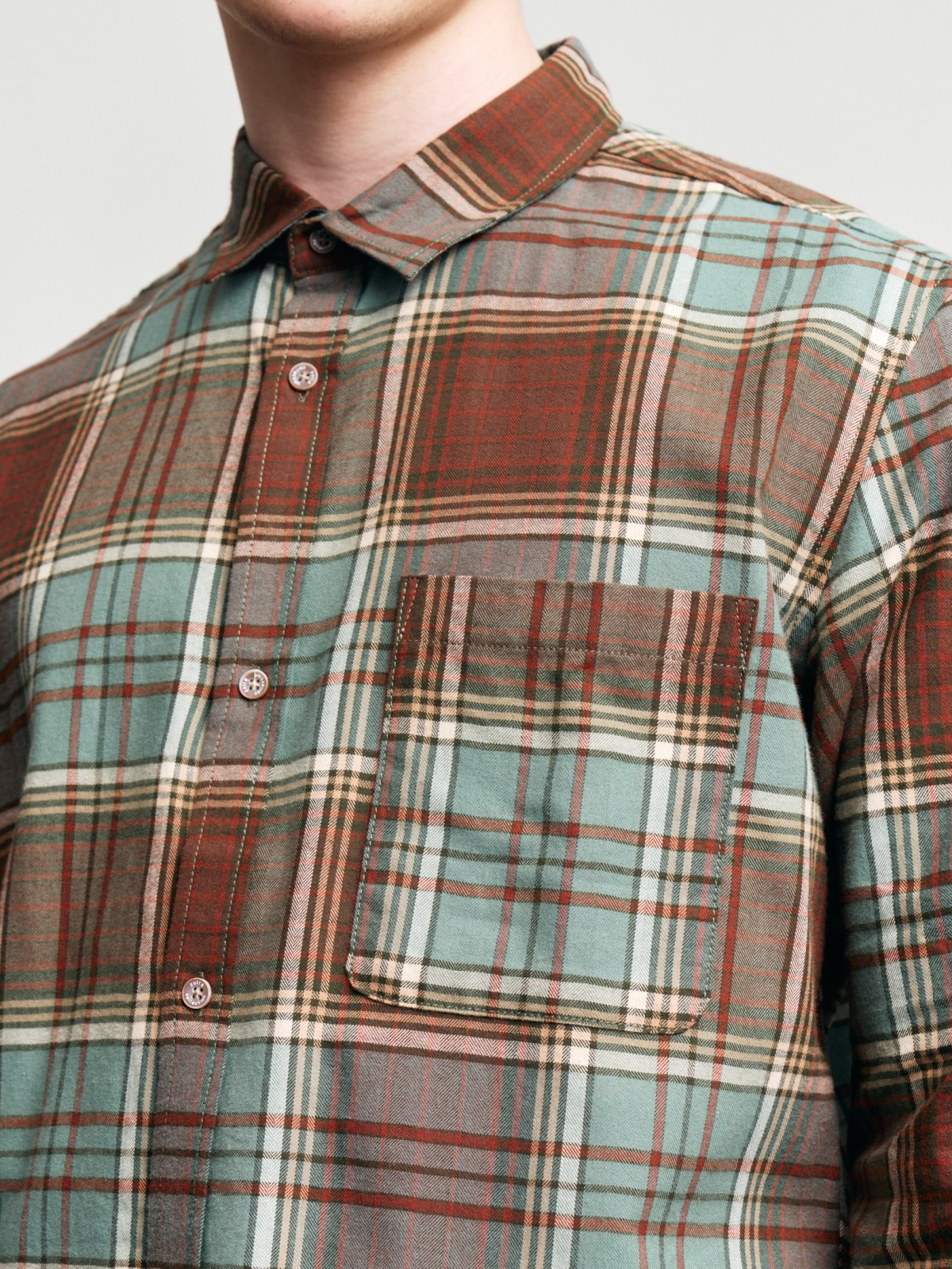 Рубашка из хлопка с длинным рукавом и узором в клетку