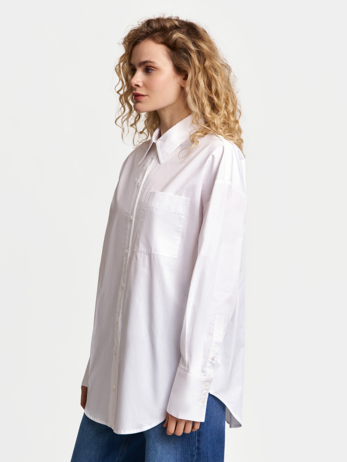 Рубашка оверсайз силуэта из хлопка