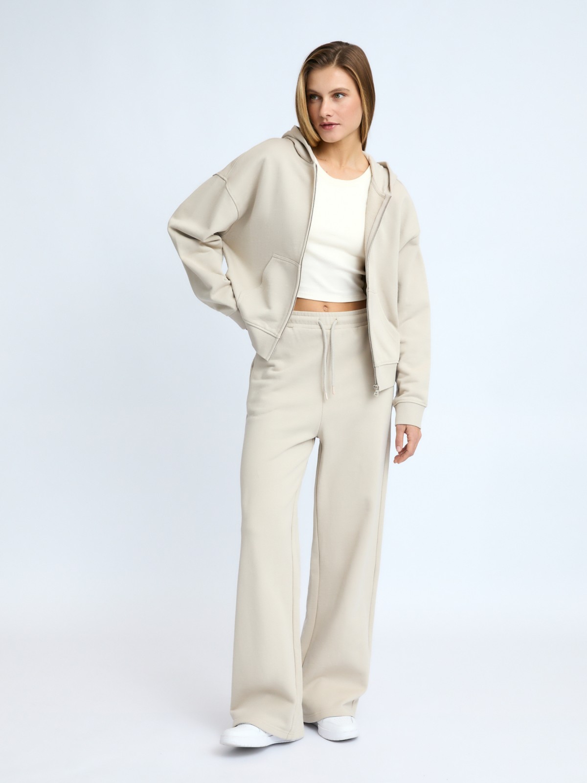 Брюки прямого фасона из хлопка на резинке