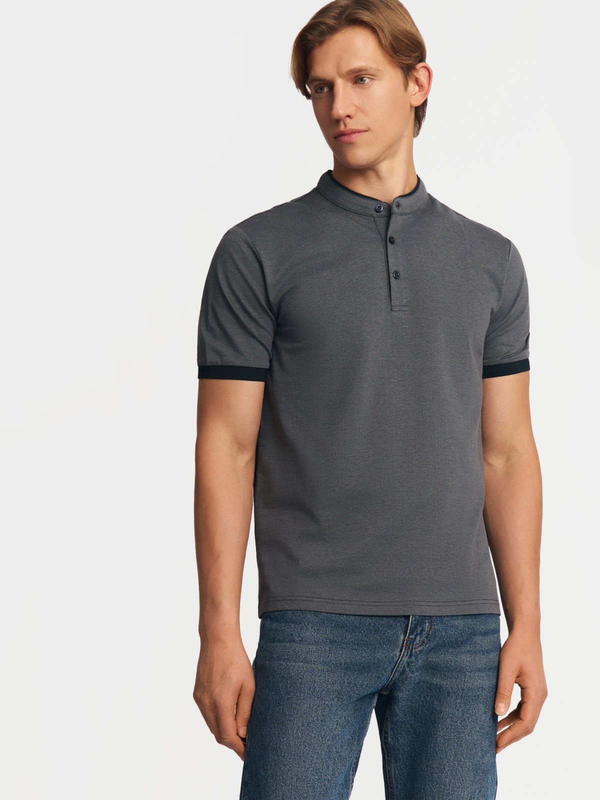 Футболка поло с воротником-стойкой