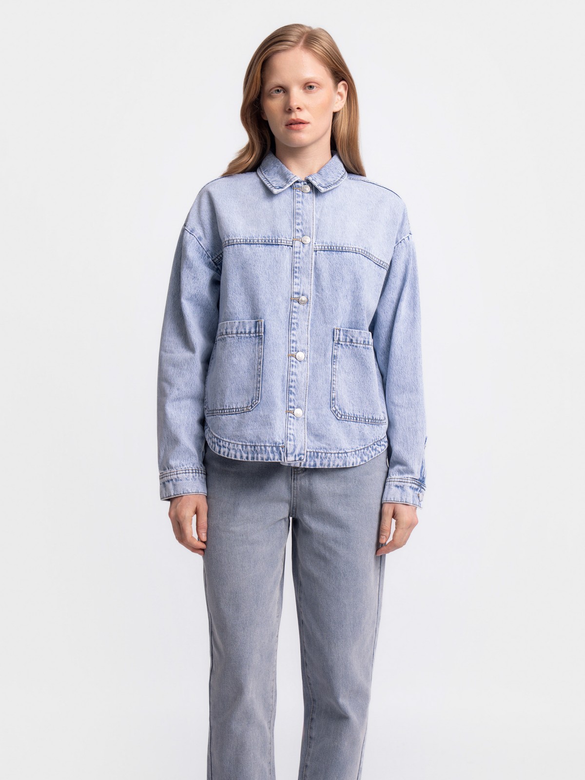 Джинсовая куртка-рубашка из хлопка