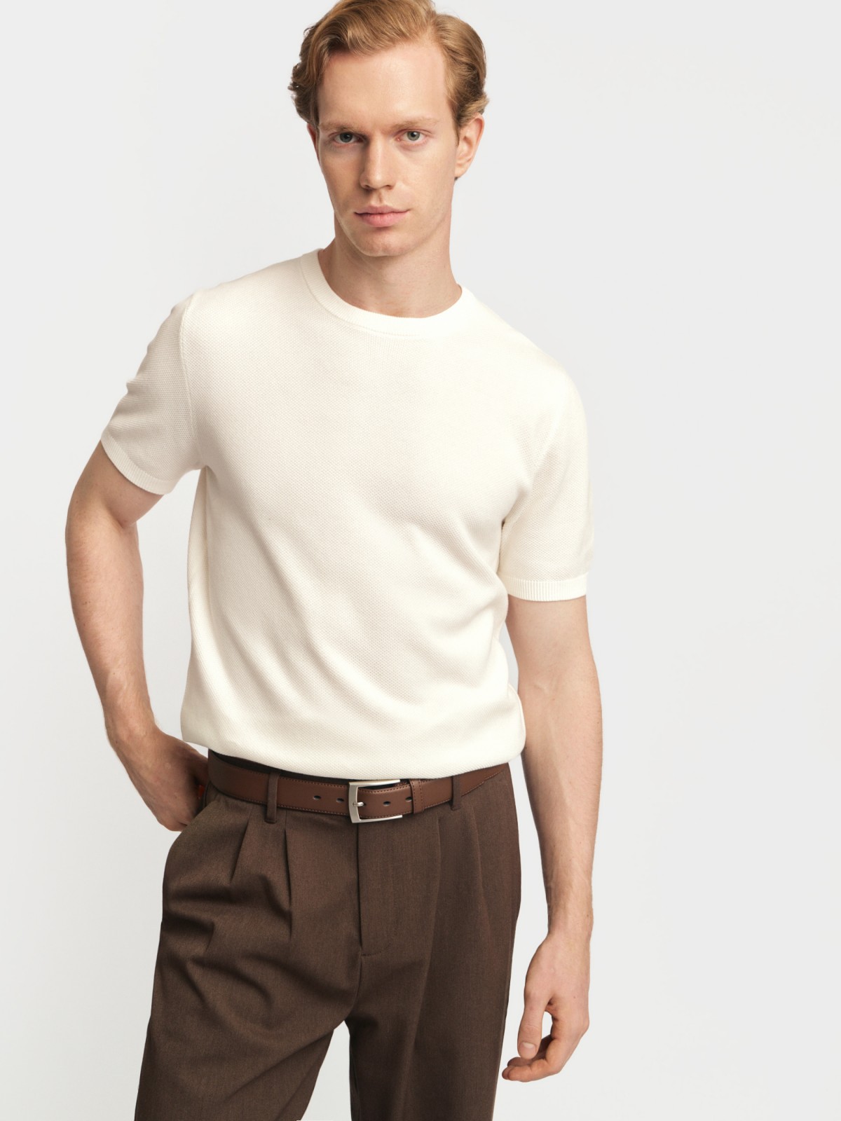 Джемпер из хлопка с коротким рукавом