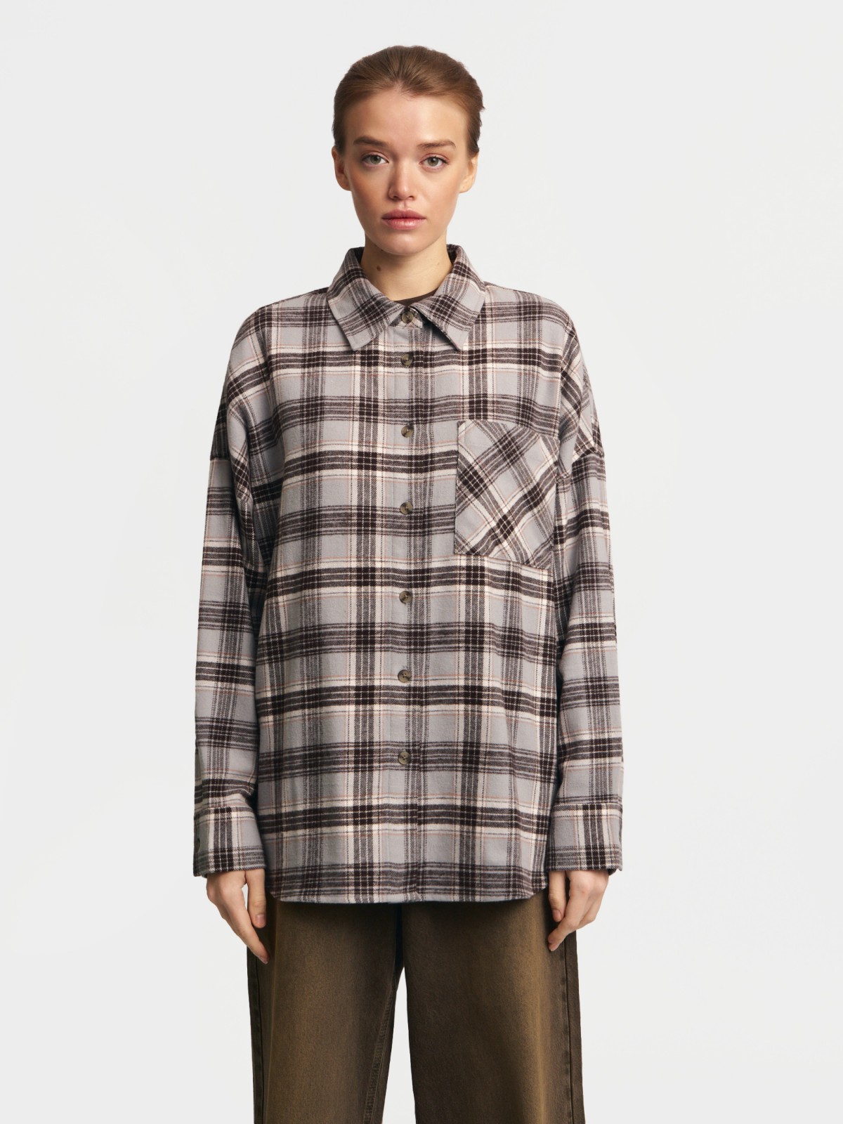 Верхняя рубашка оверсайз из фланели в клетку