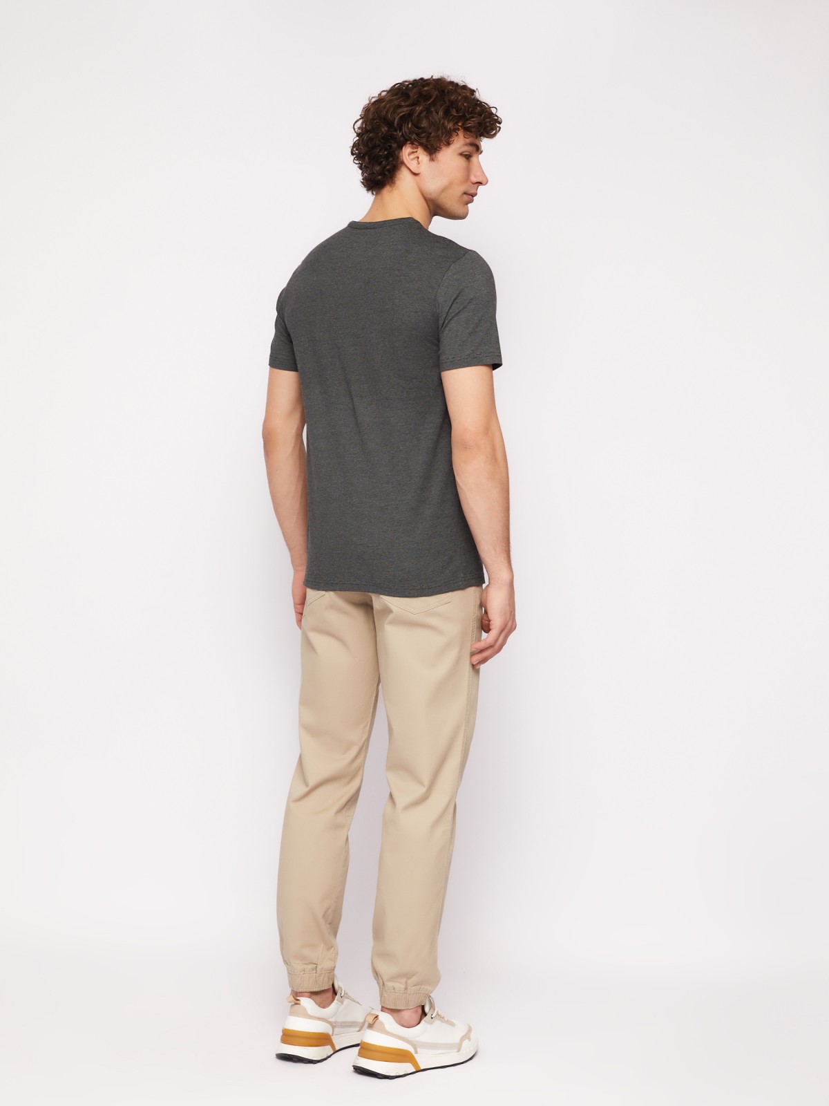 Футболка хенли в полоску с коротким рукавом