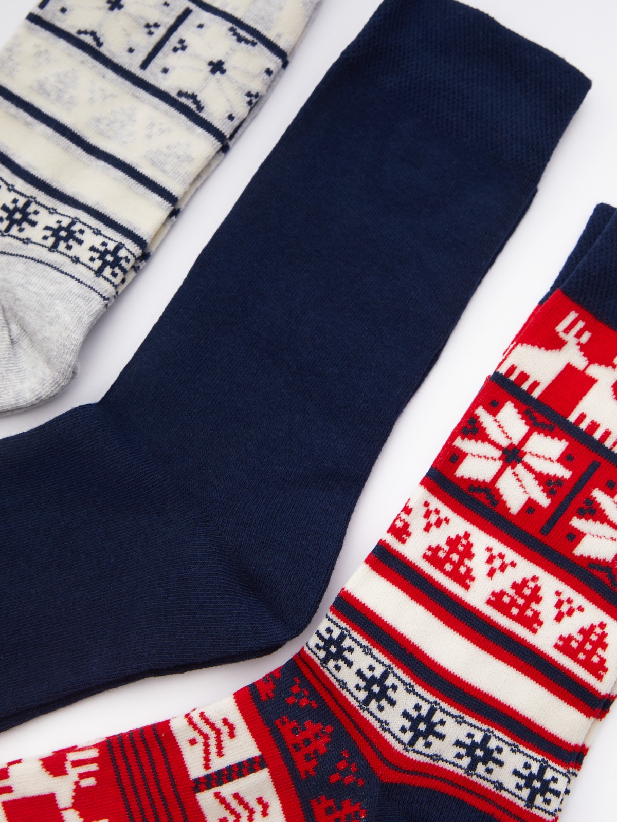 Набор новогодних носков (3 пары в комплекте) zolla 012439962025, цвет темно-синий, размер 25-27 - фото 2