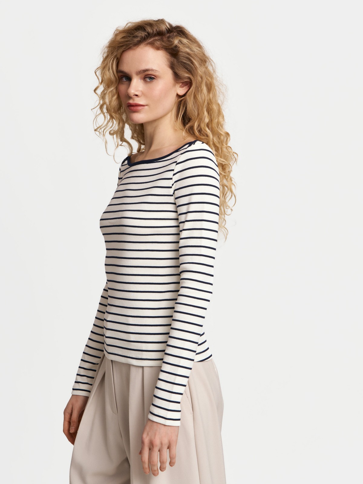 Лонгслив из хлопка в полоску