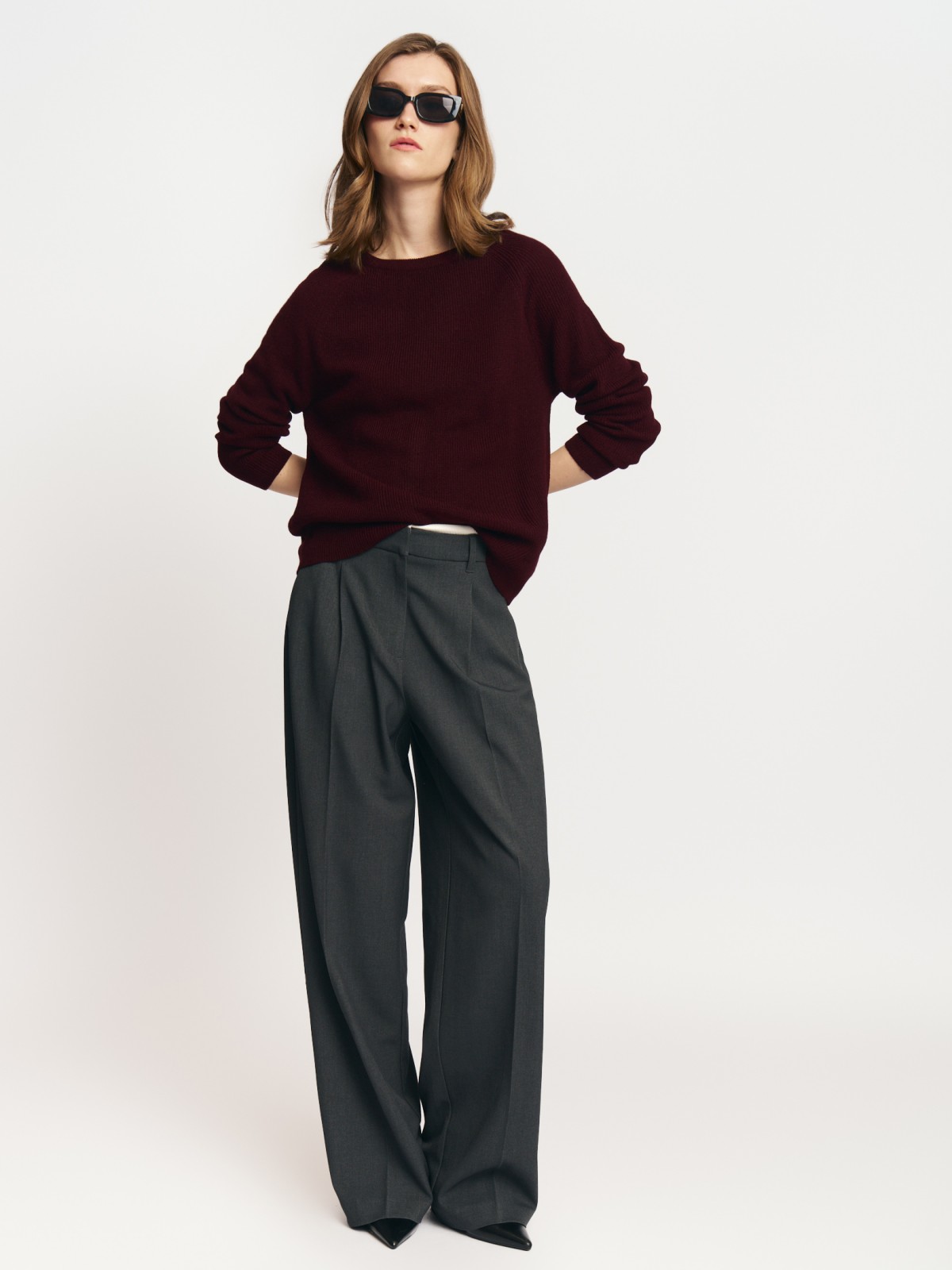 Вязаный джемпер из акрила с длинным рукавом