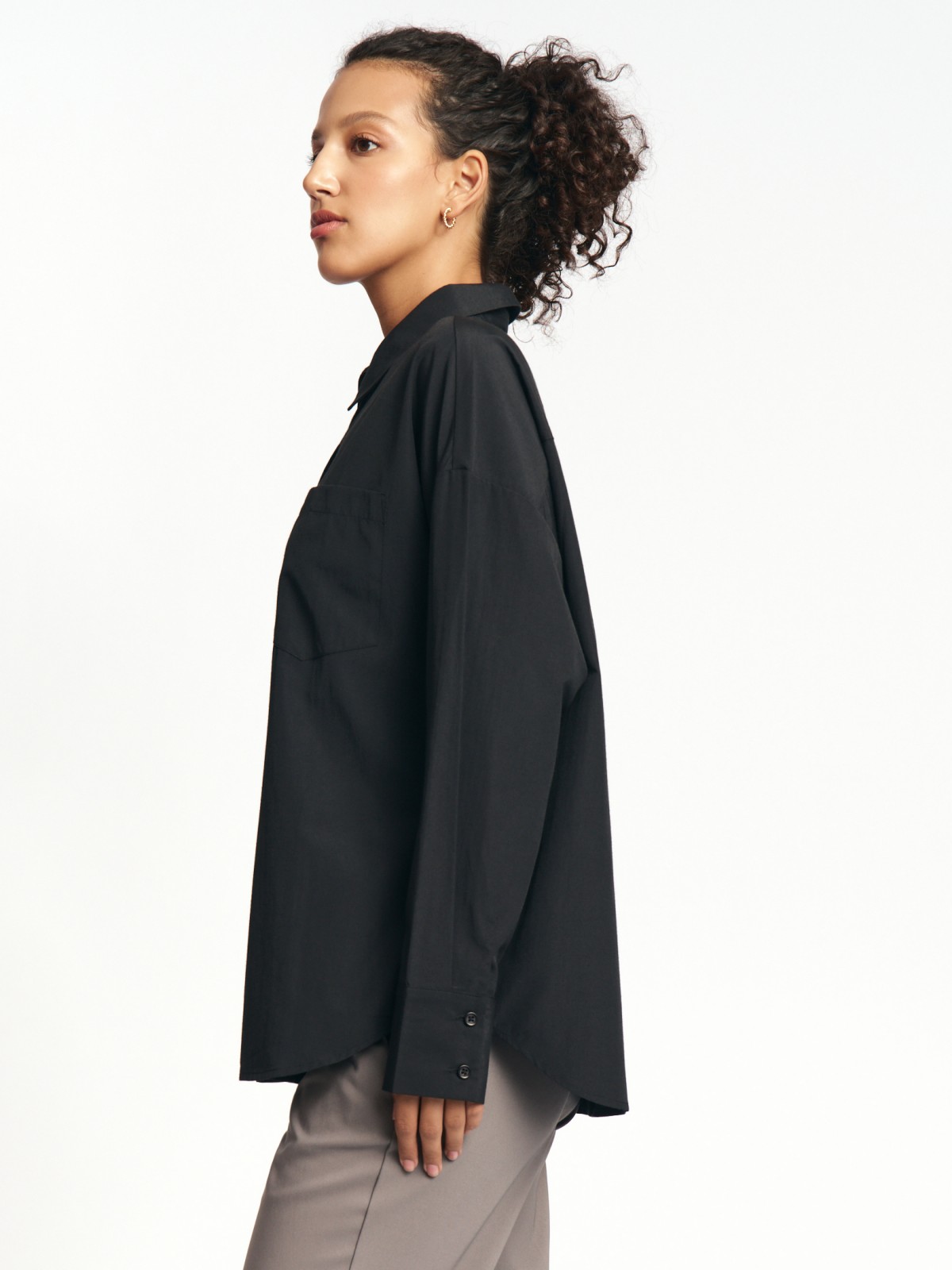 Рубашка свободного силуэта с карманом