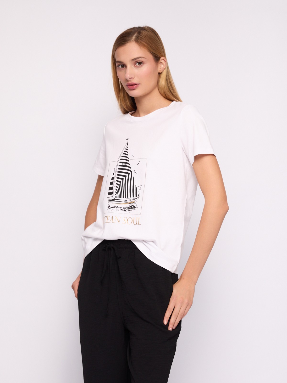 Футболка из хлопка с принтом