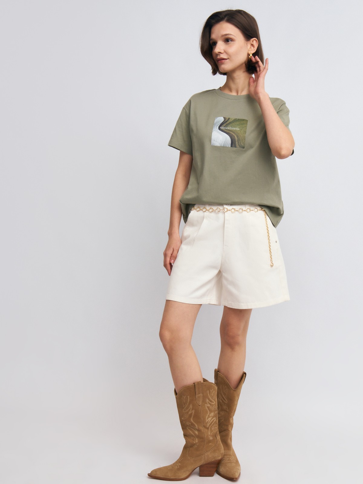 Джинсовые удлинённые шорты-бермуды