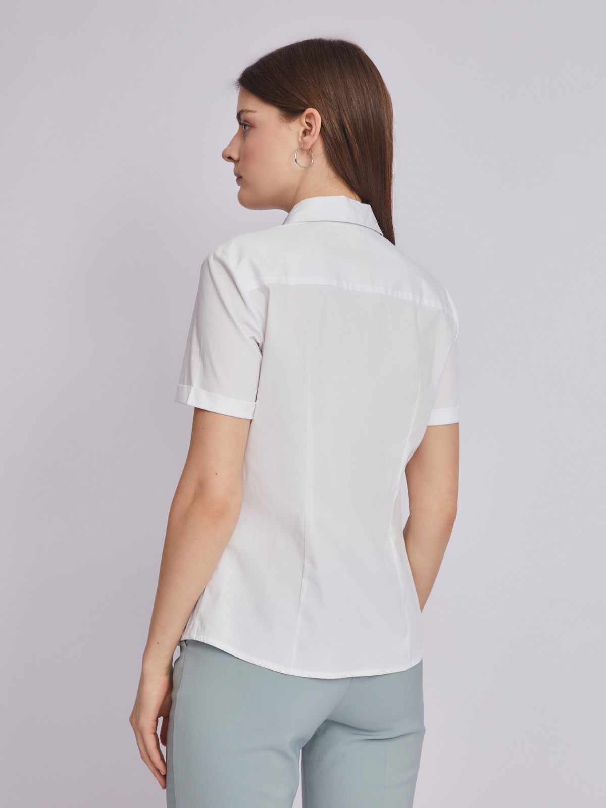 Рубашка с коротким рукавом zolla 223211259072, цвет белый, размер XS - фото 6