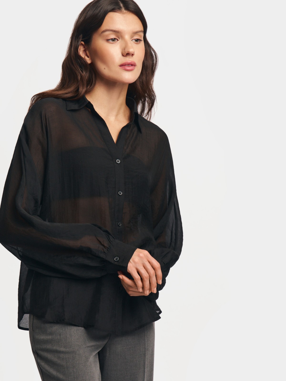 Полупрозрачная рубашка оверсайз