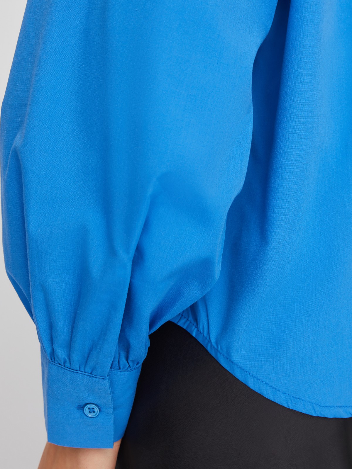 Рубашка оверсайз силуэта с объёмным рукавом zolla 02411117Y413, цвет голубой, размер XXS - фото 6