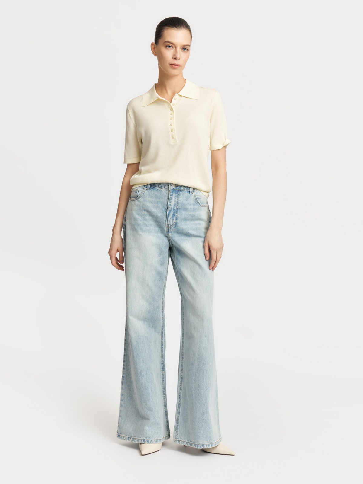 Джинсы силуэта Bootcut с высокой посадкой