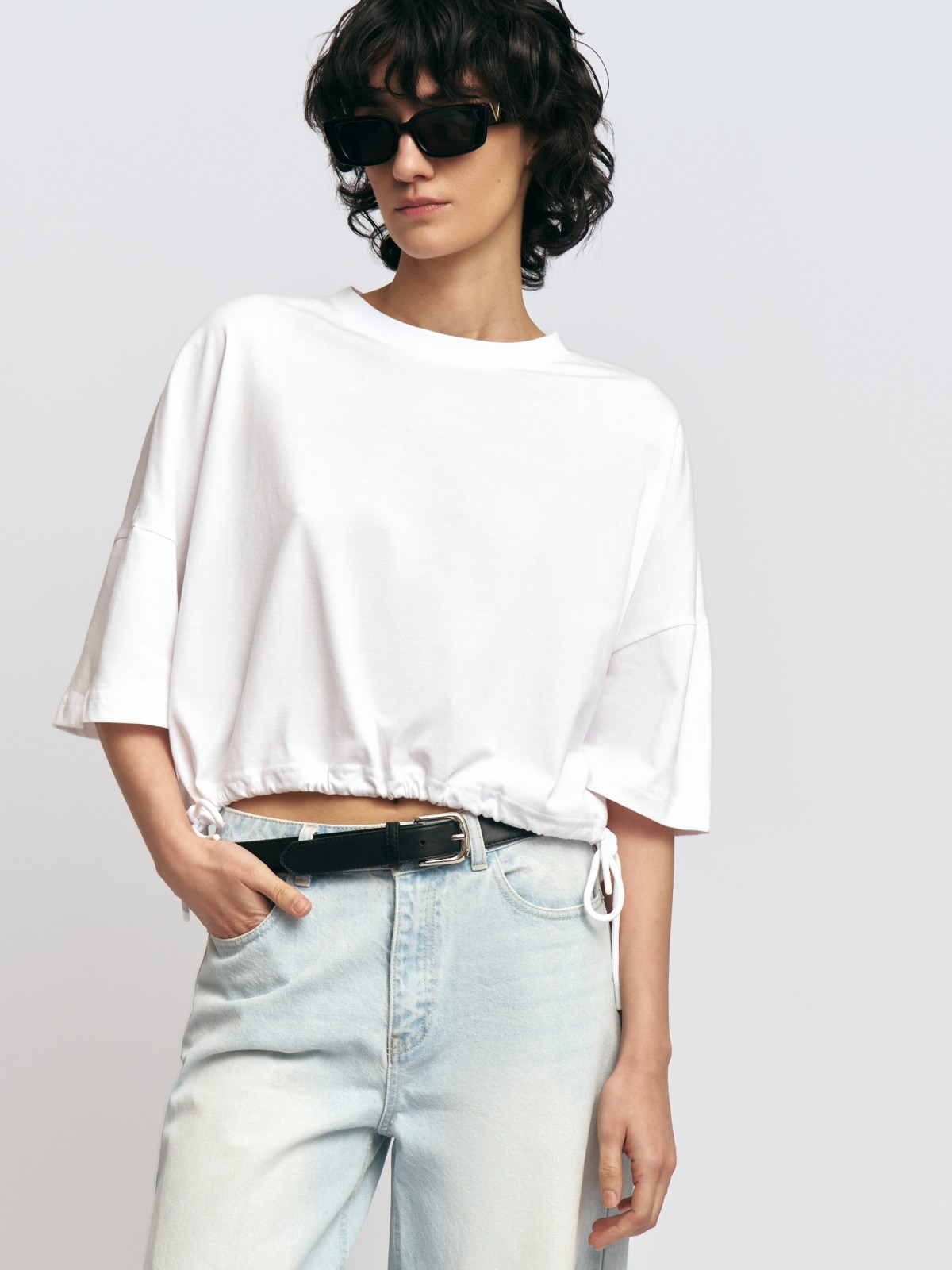 Футболка оверсайз из хлопка на кулиске