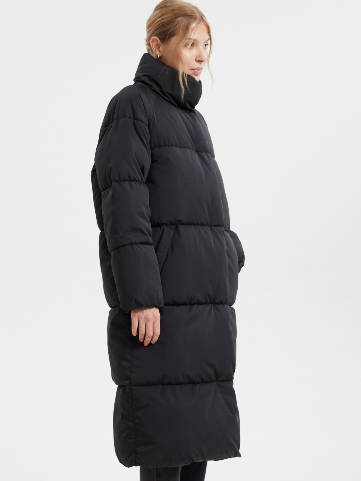 Тёплая куртка-пальто с воротником-стойкой