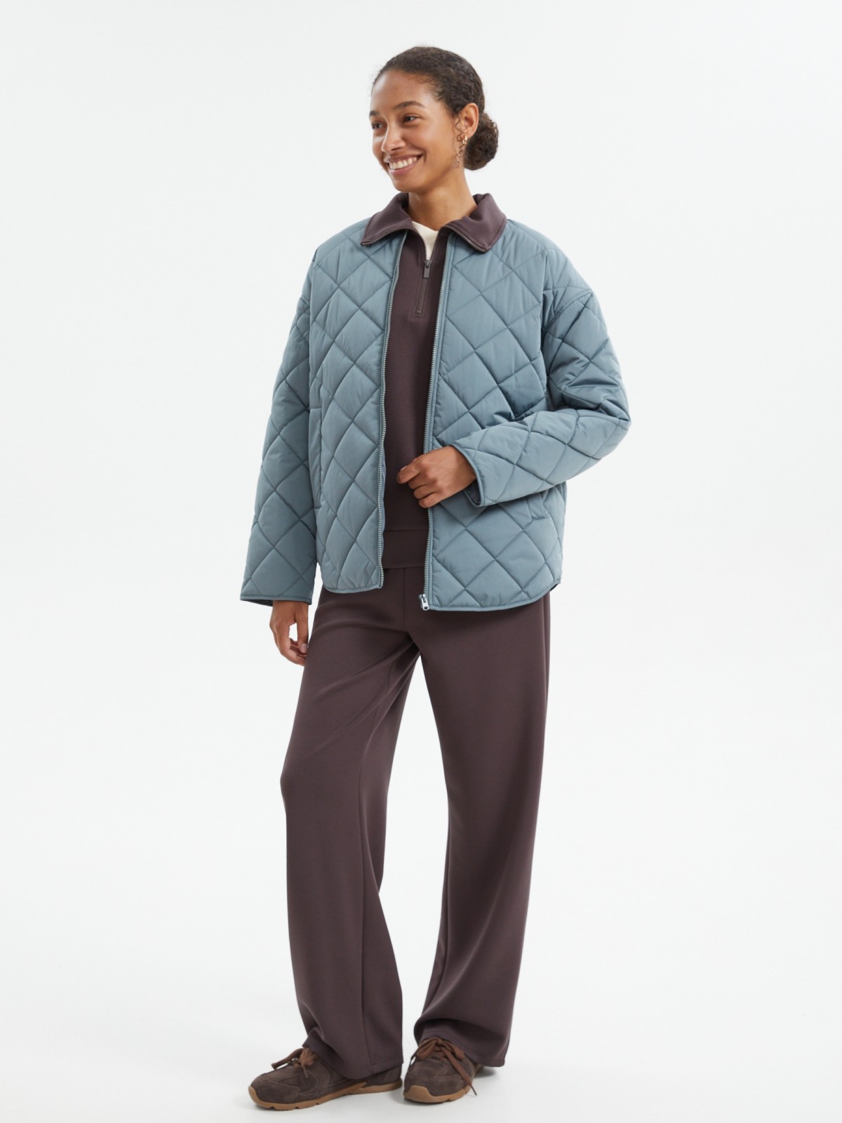 Утеплённая стёганая куртка на синтепоне