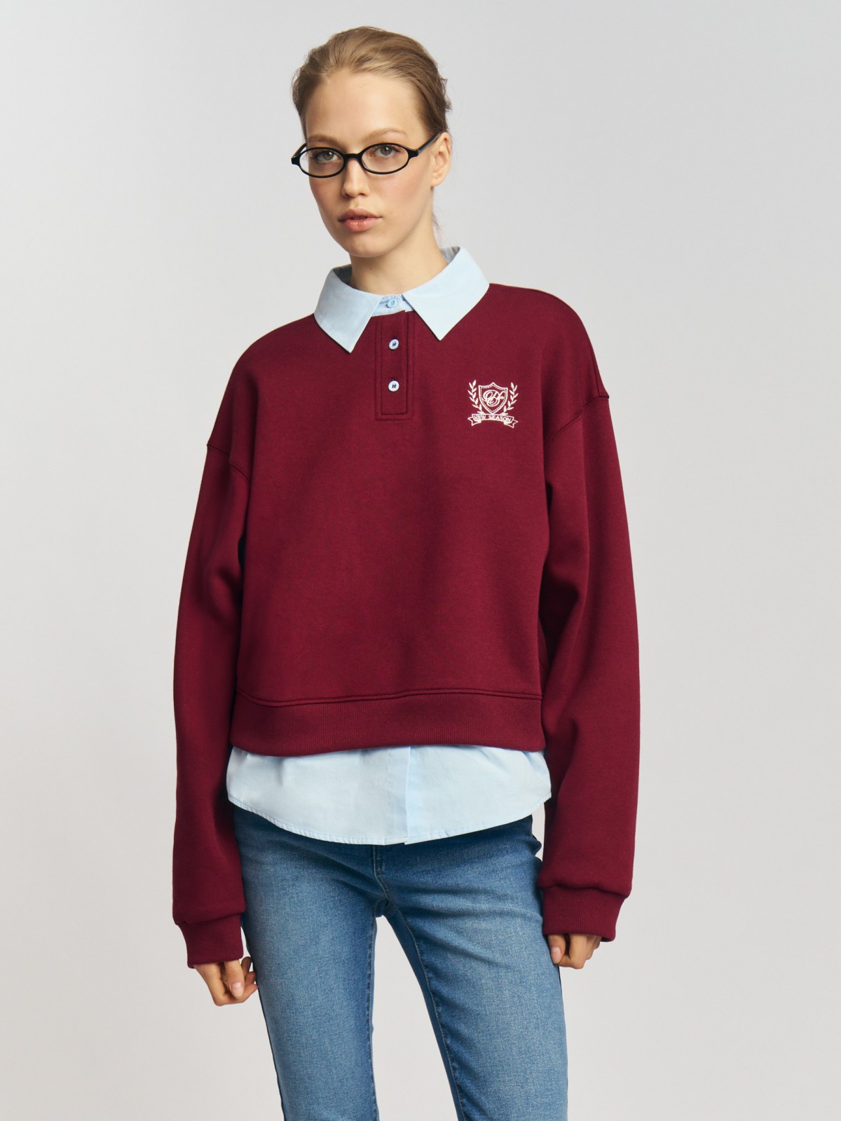 Комбинированный трикотажный свитшот