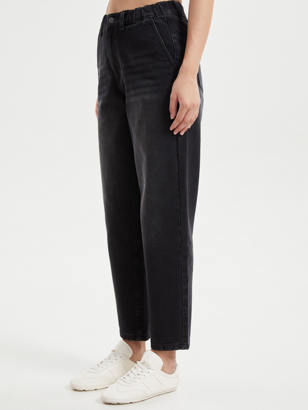 Джинсы силуэта Mom из хлопка на резинке