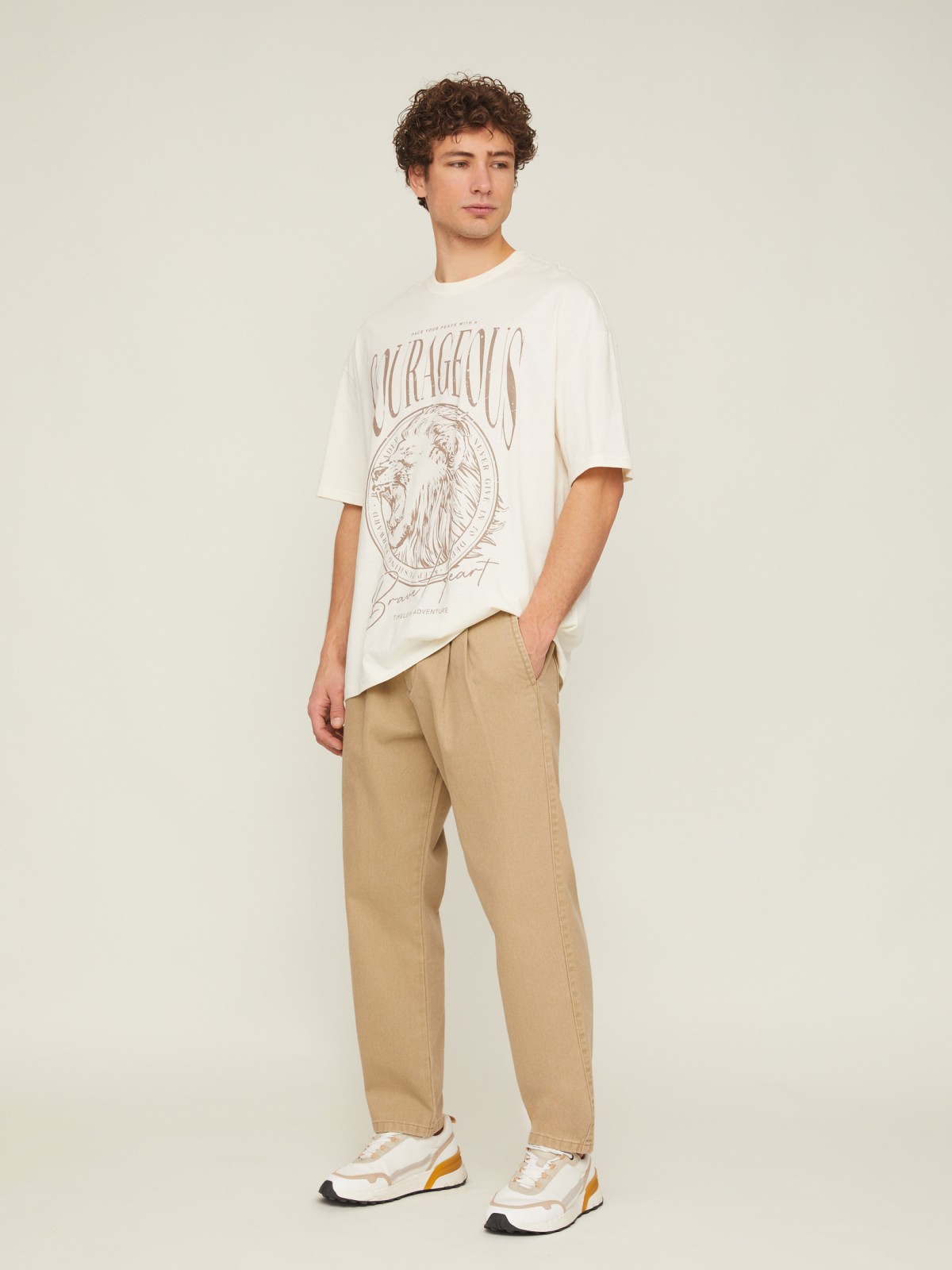 Футболка оверсайз из хлопка с коротким рукавом и принтом