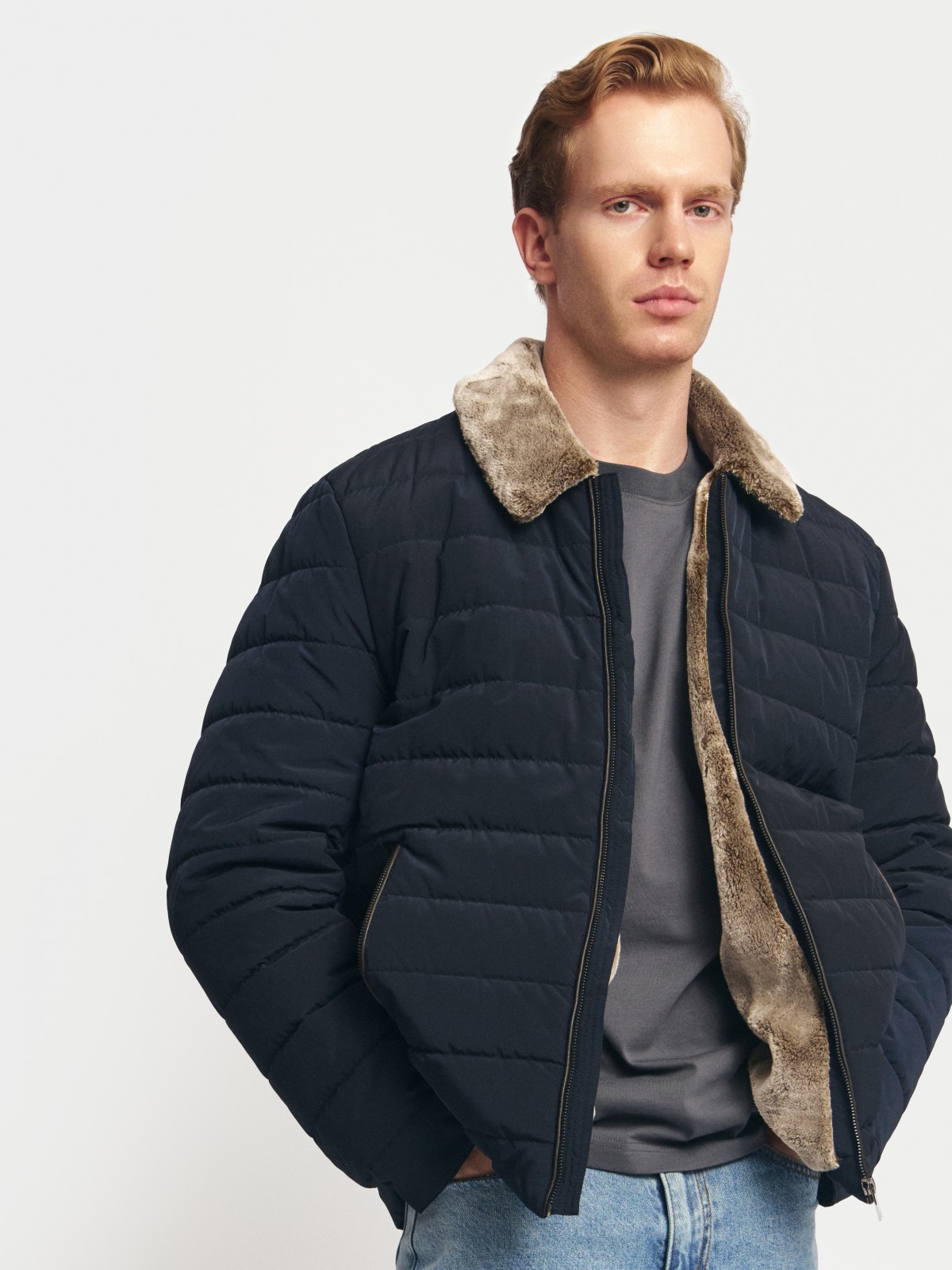 Тёплая стёганая куртка с подкладкой из экомеха