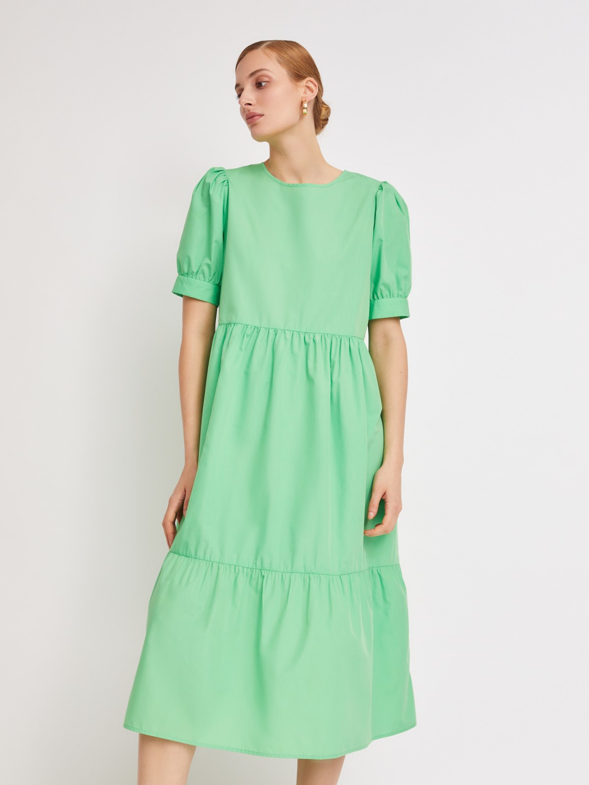 Ярусное платье длины миди zolla 223228259053, цвет светло-зеленый, размер XS - фото 3
