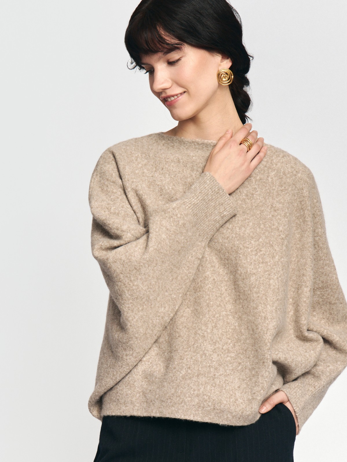 Вязаный джемпер с рукавом летучая мышь