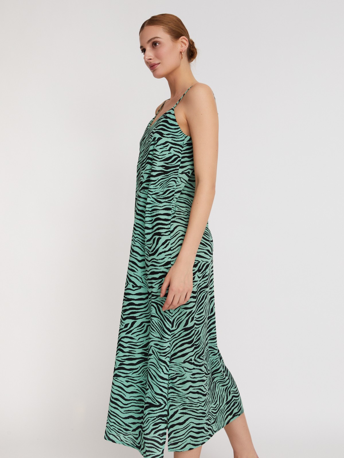Платье-комбинация с боковыми разрезами zolla 223248259043, цвет светло-зеленый, размер XS - фото 5