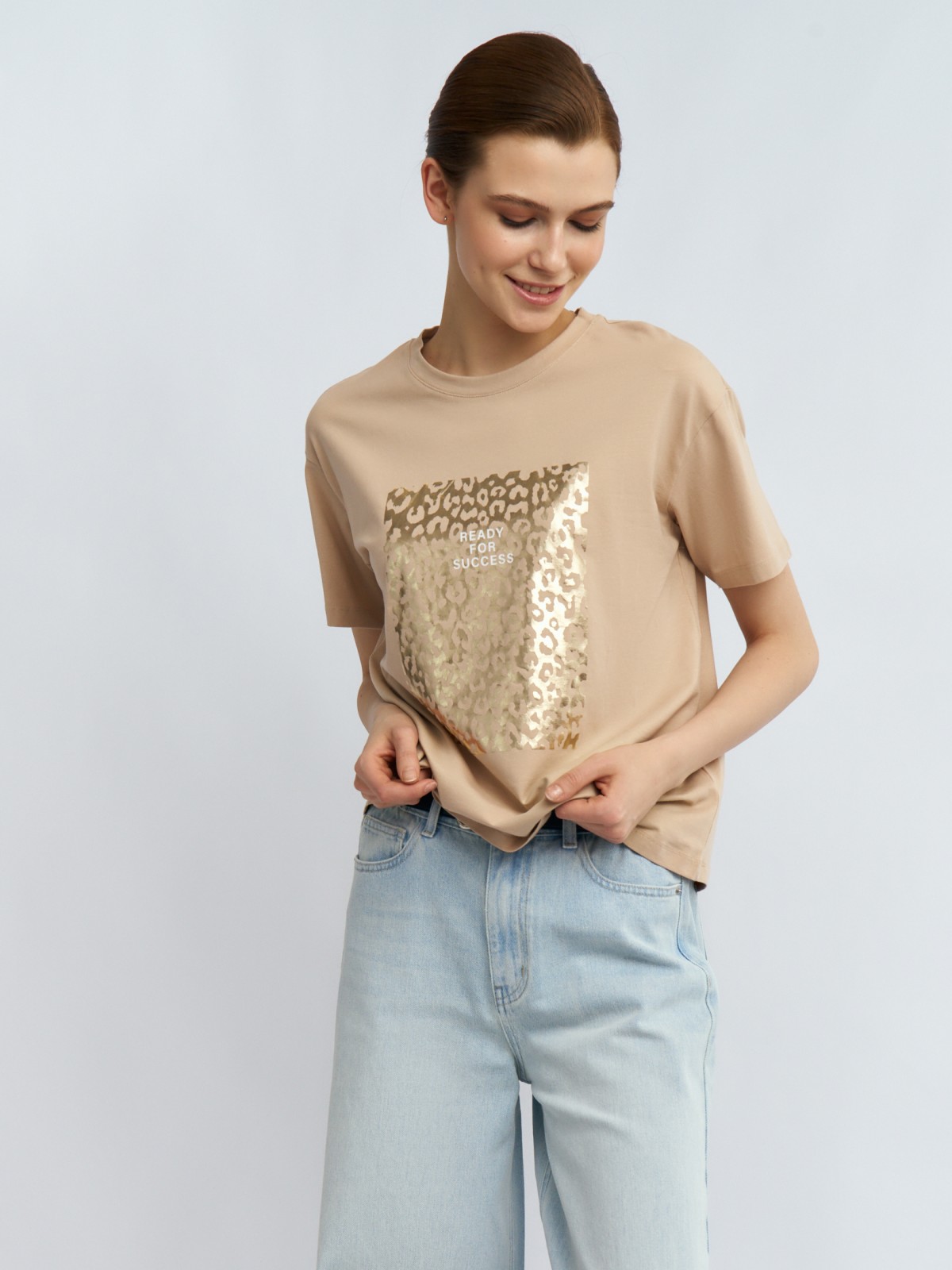 Футболка из хлопка с леопардовым принтом