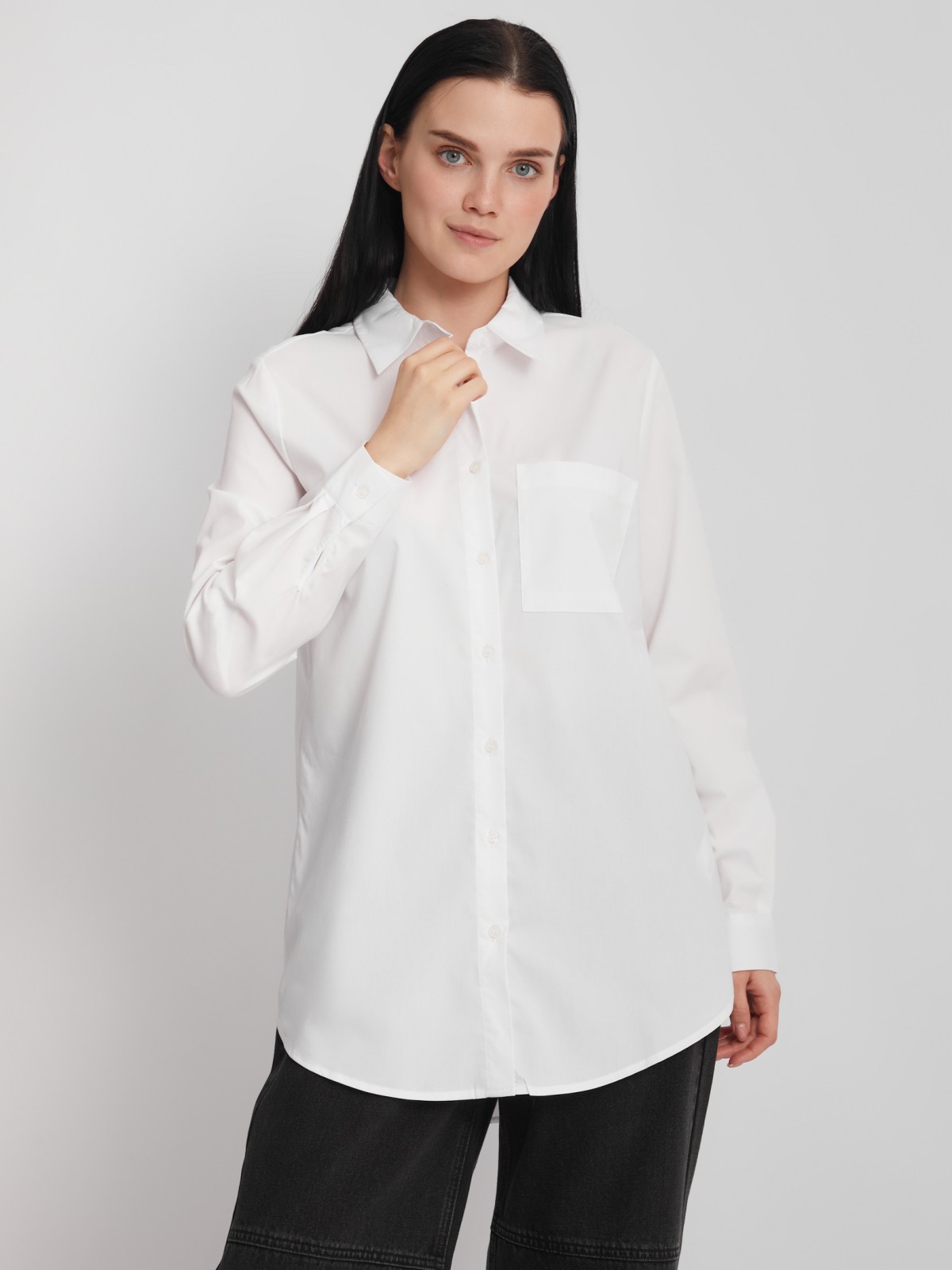 Офисная рубашка прямого силуэта с принтом на спине zolla 22231117Y353, цвет белый, размер S - фото 3