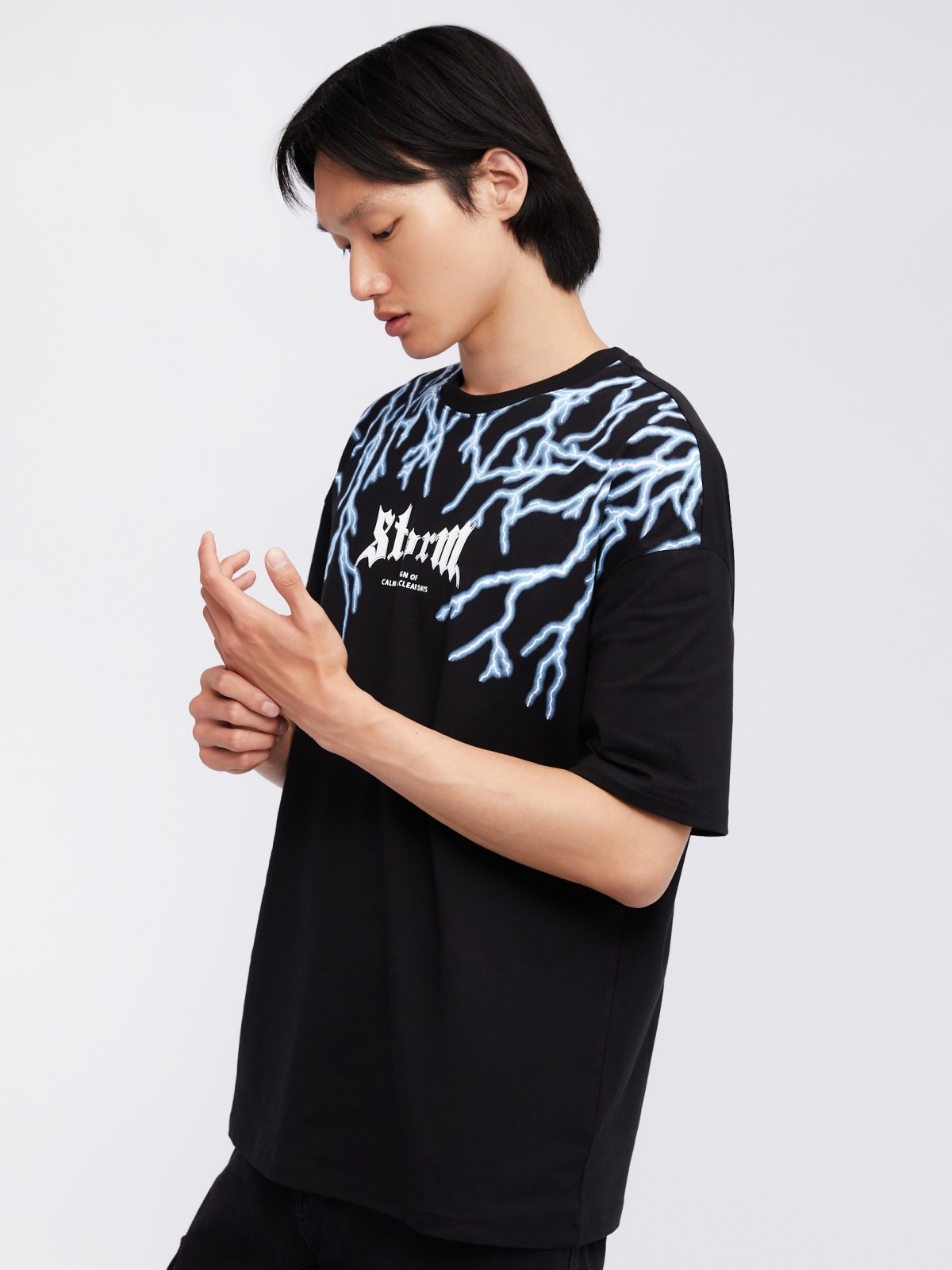 Футболка оверсайз силуэта из хлопка с принтом