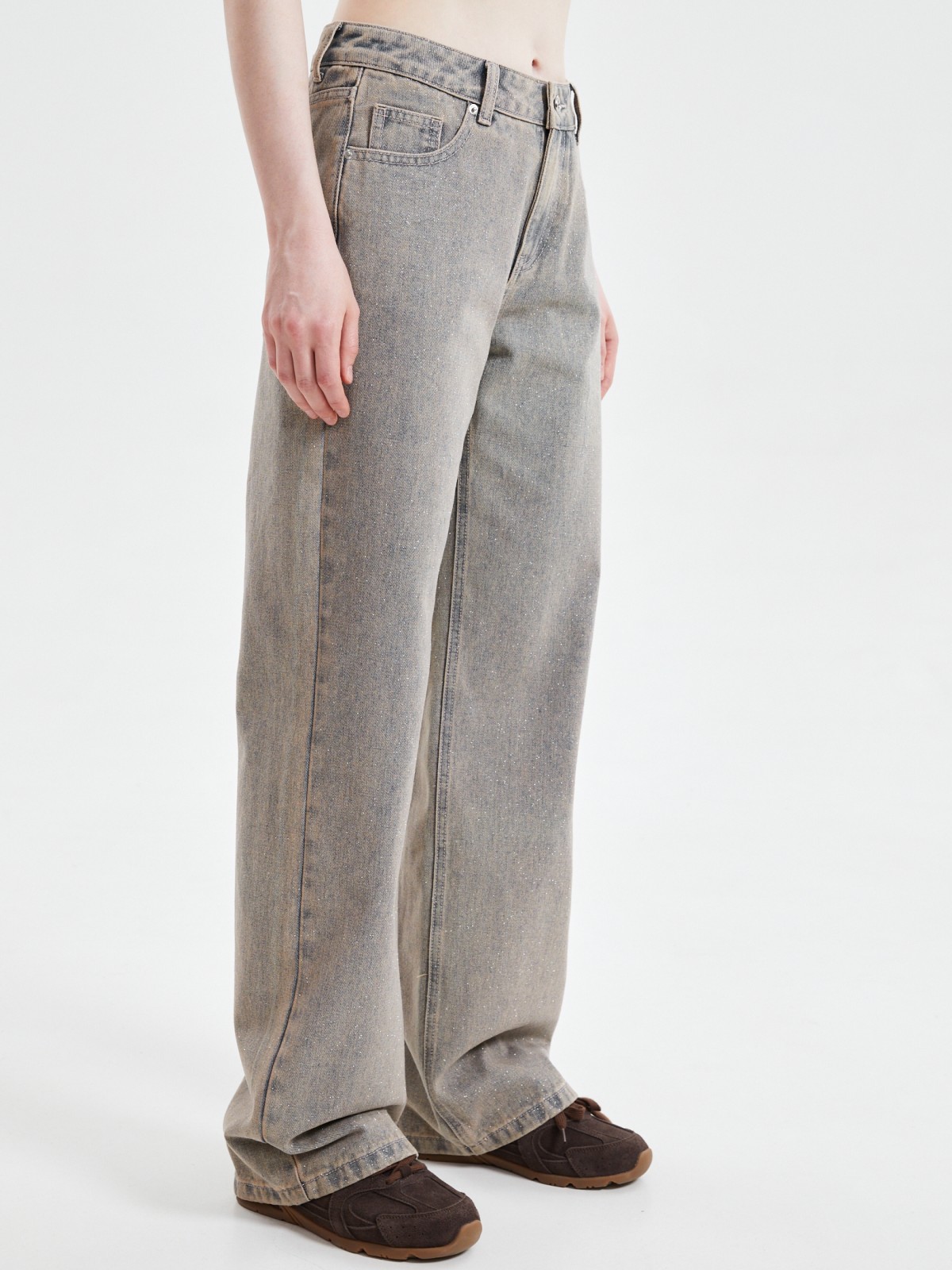 Джинсы прямого силуэта с блёстками