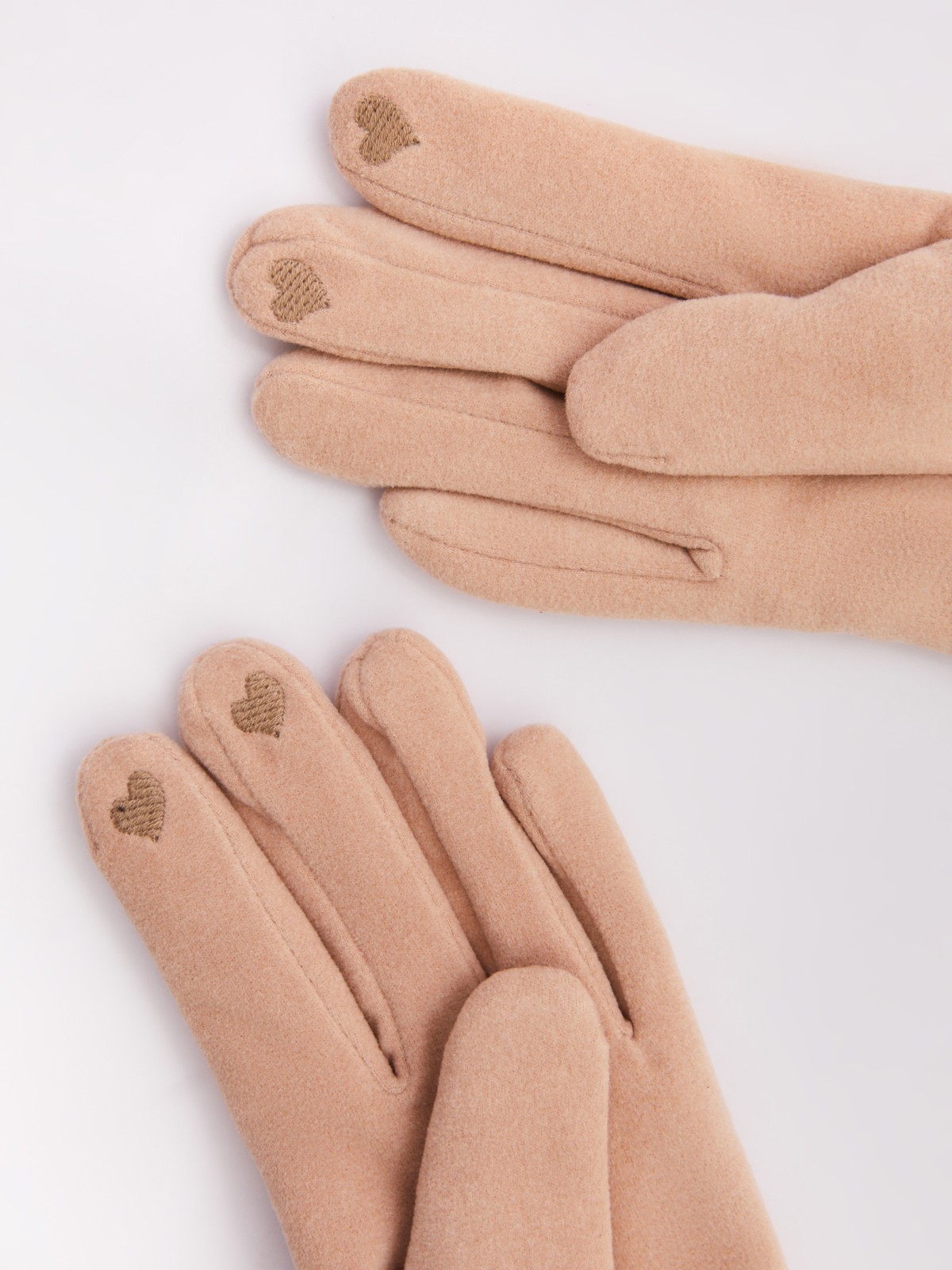 Тёплые перчатки с опушкой из экомеха и начёсом zolla 023429659025, цвет молоко, размер S - фото 3