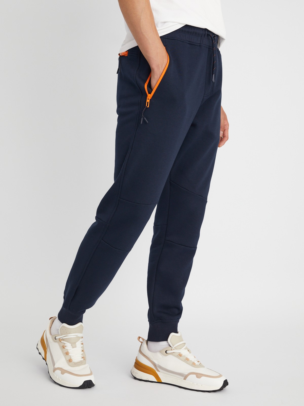 Утеплённые трикотажные брюки-джоггеры в спортивном стиле zolla 21333762F033, цвет синий, размер L - фото 3