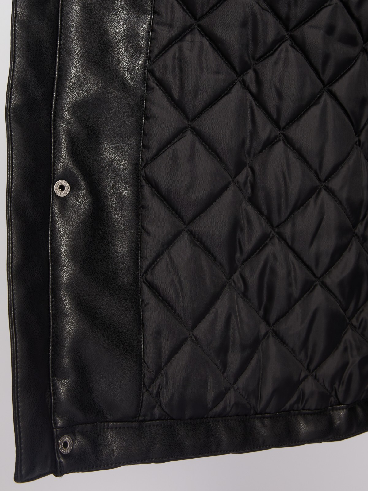 Утеплённая куртка из экокожи на синтепоне с воротником-стойкой zolla 013335102044, цвет черный, размер XXXL - фото 6