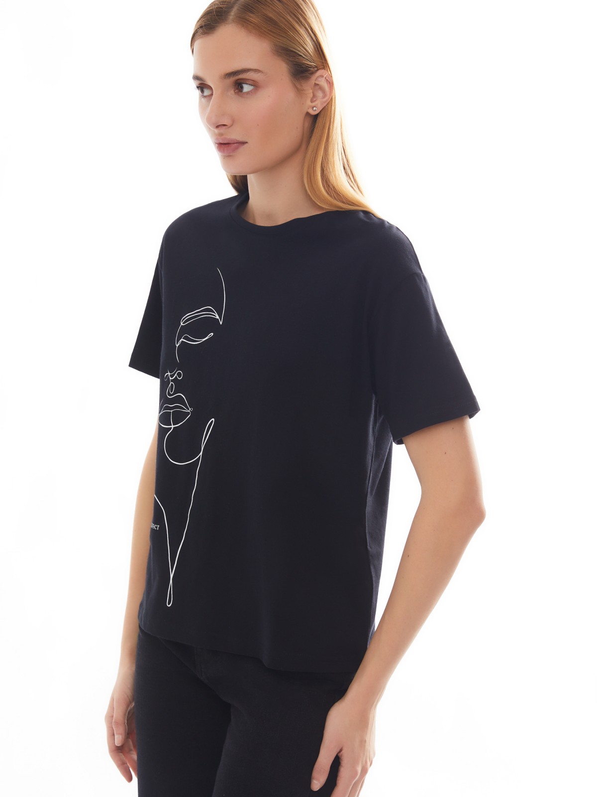 Футболка из хлопка с коротким рукавом и принтом